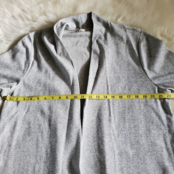 Eileen Fisher Herringbone Organic Cotton Longline Open Front Jacket Cardigan L - Picture 10 of 13